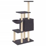 Kattenmeubel met sisal krabpalen 131 cm donkergrijs – Image 6