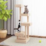 Kattenmeubel 45,5x49x103 cm massief grenenhout - Afbeelding 3
