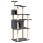 Kattenmeubel met sisal krabpalen 166 cm donkergrijs – Image 2