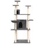Kattenmeubel met sisal krabpalen 166 cm donkergrijs – Image 3