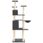 Kattenmeubel met sisal krabpalen 166 cm donkergrijs – Image 4