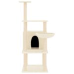 Kattenmeubel met sisal krabpalen 132 cm crèmekleurig – Image 3