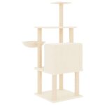 Kattenmeubel met sisal krabpalen 132 cm crèmekleurig – Image 5