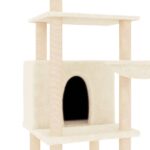 Kattenmeubel met sisal krabpalen 132 cm crèmekleurig – Image 6