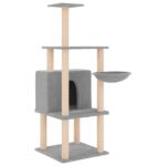 Kattenmeubel met sisal krabpalen 132 cm lichtgrijs - Image 2