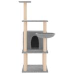 Kattenmeubel met sisal krabpalen 132 cm lichtgrijs - Image 3