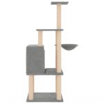 Kattenmeubel met sisal krabpalen 132 cm lichtgrijs - Image 4