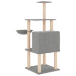 Kattenmeubel met sisal krabpalen 132 cm lichtgrijs - Image 5