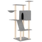 Kattenmeubel met sisal krabpalen 143 cm lichtgrijs – Image 2