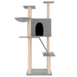 Kattenmeubel met sisal krabpalen 143 cm lichtgrijs – Image 3