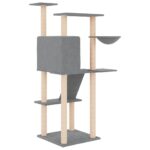 Kattenmeubel met sisal krabpalen 143 cm lichtgrijs – Image 5