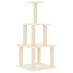 Kattenmeubel met sisal krabpalen 111 cm crèmekleurig - Image 2