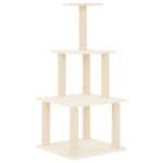 Kattenmeubel met sisal krabpalen 111 cm crèmekleurig - Image 4