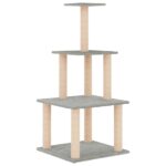 Kattenmeubel met sisal krabpalen 111 cm lichtgrijs - Image 4