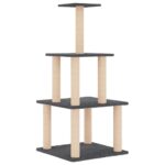 Kattenmeubel met sisal krabpalen 111 cm donkergrijs – Image 2