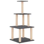 Kattenmeubel met sisal krabpalen 111 cm donkergrijs – Image 4