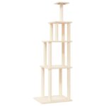 Kattenmeubel met sisal krabpalen 183 cm crèmekleurig – Image 2