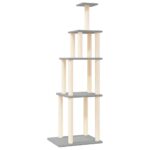 Kattenmeubel met sisal krabpalen 183 cm lichtgrijs - Afbeelding 2