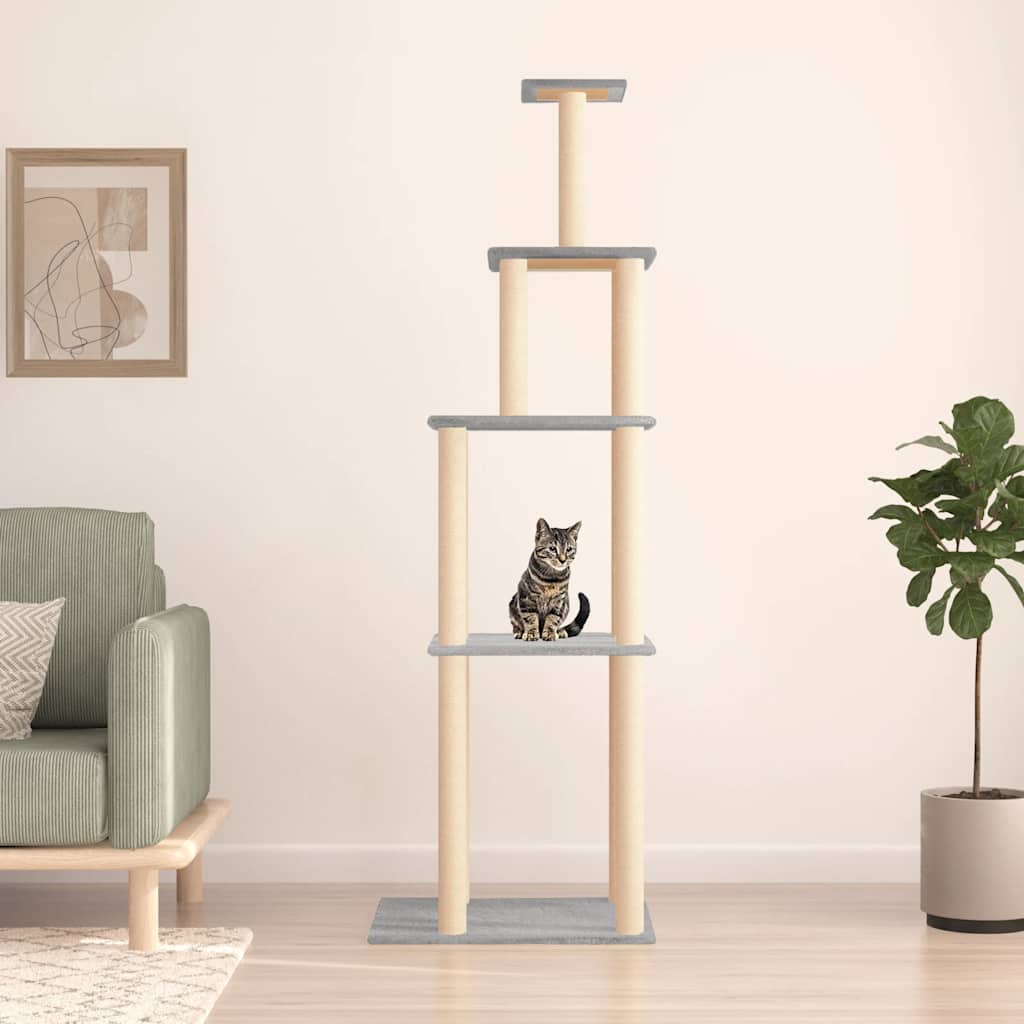 8720845766894_m_en_hd_1.jpg Kattenmeubel met sisal krabpalen 183 cm lichtgrijs - Afbeelding 1