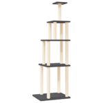 Kattenmeubel met sisal krabpalen 183 cm donkergrijs – Image 2