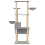 Kattenmeubel met sisal krabpalen 141 cm lichtgrijs - Afbeelding 4