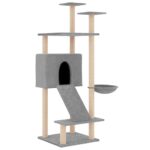 Kattenmeubel met sisal krabpalen 153 cm lichtgrijs - Afbeelding 2