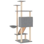 Kattenmeubel met sisal krabpalen 153 cm lichtgrijs - Afbeelding 5