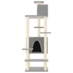 Kattenmeubel met sisal krabpalen 154 cm lichtgrijs - Image 3
