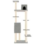Kattenmeubel met sisal krabpalen 154 cm lichtgrijs - Image 4