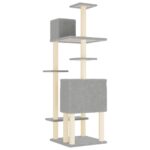 Kattenmeubel met sisal krabpalen 154 cm lichtgrijs - Image 5