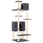 Kattenmeubel met sisal krabpalen 154 cm donkergrijs - Image 2