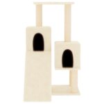 Kattenmeubel met sisal krabpalen 82 cm crèmekleurig – Image 3