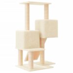 Kattenmeubel met sisal krabpalen 82 cm crèmekleurig – Image 5