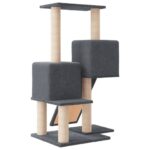 Kattenmeubel met sisal krabpalen 82 cm donkergrijs - Image 5