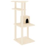Kattenmeubel met sisal krabpalen 123 cm crèmekleurig - Image 2