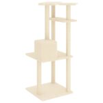 Kattenmeubel met sisal krabpalen 123 cm crèmekleurig - Image 5