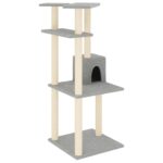 Kattenmeubel met sisal krabpalen 123 cm lichtgrijs – Image 2