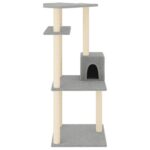 Kattenmeubel met sisal krabpalen 123 cm lichtgrijs – Image 3
