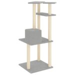 Kattenmeubel met sisal krabpalen 123 cm lichtgrijs – Image 5