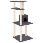 Kattenmeubel met sisal krabpalen 123 cm donkergrijs – Image 2