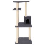 Kattenmeubel met sisal krabpalen 123 cm donkergrijs – Image 3