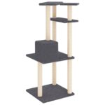 Kattenmeubel met sisal krabpalen 123 cm donkergrijs – Image 5