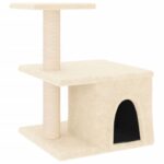 Kattenmeubel met sisal krabpalen 48 cm crèmekleurig – Image 2