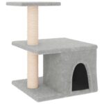 Kattenmeubel met sisal krabpalen 48 cm lichtgrijs – Image 2