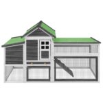 Kippenhok 186,5x58,5x113 cm massief grenenhout grijs – Image 3