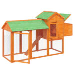 Kippenhok 193x65x117 cm massief grenenhout bruin - Afbeelding 4