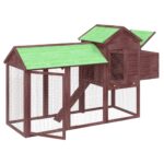 Kippenhok 193x65x117 cm massief grenenhout mokkakleurig - Afbeelding 4
