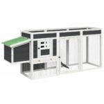 Kippenhok 204x50x84 cm massief grenenhout grijs – Image 2