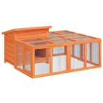 Konijnenhok 144x123x67,5 cm massief grenenhout bruin – Image 2