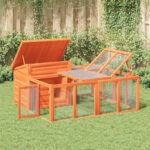 Konijnenhok 144x123x67,5 cm massief grenenhout bruin – Image 3